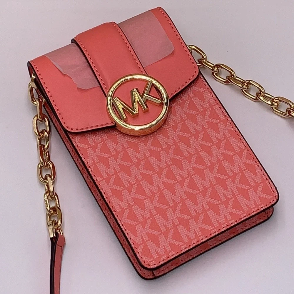 Michael Kors Carmen Small Logo Smartphone Crossbody Grapefruit signature color